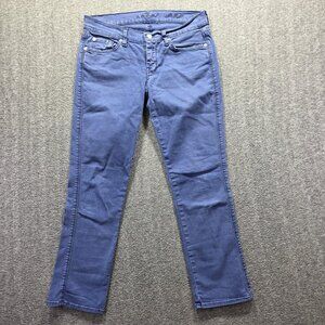 7 For All Mankind Jeans Womens 27 Blue Straight Leg Stretch Denim Made USA